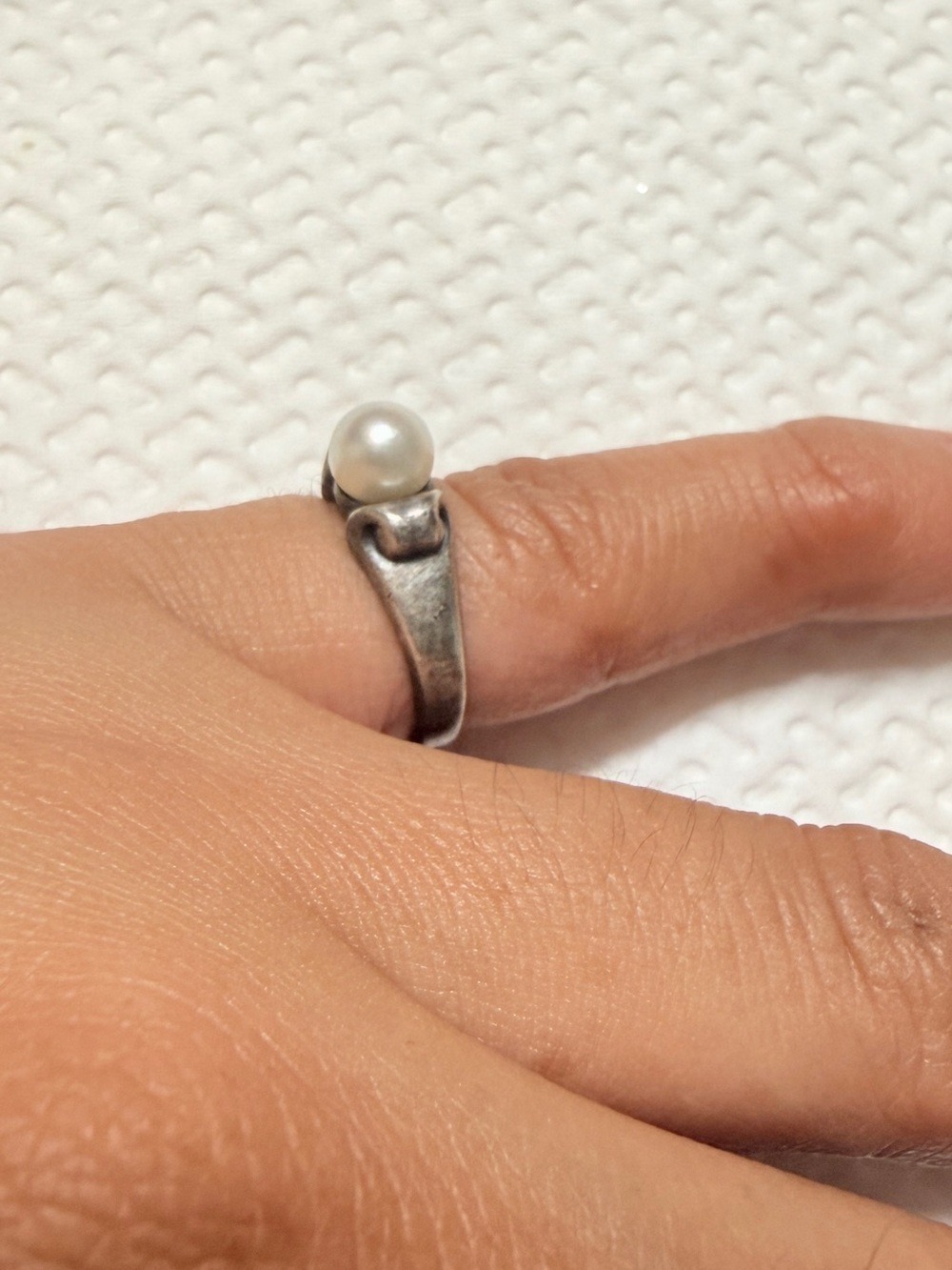 Vintage RETIRED James Avery 925 Silver Scrolled Pearl Ring Sz6 - Picture 3 of 10